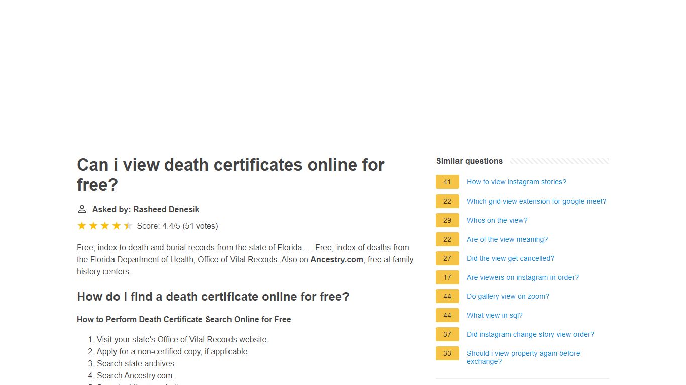 Can i view death certificates online for free?